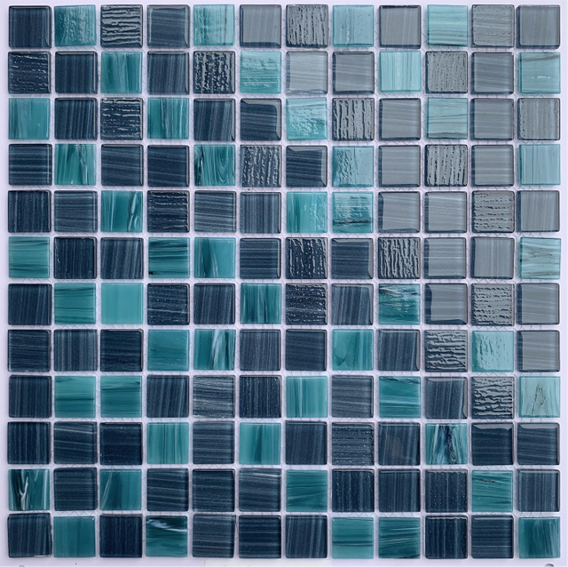 Mix Cold Spray Glass Glossy Square Modern Mosaic