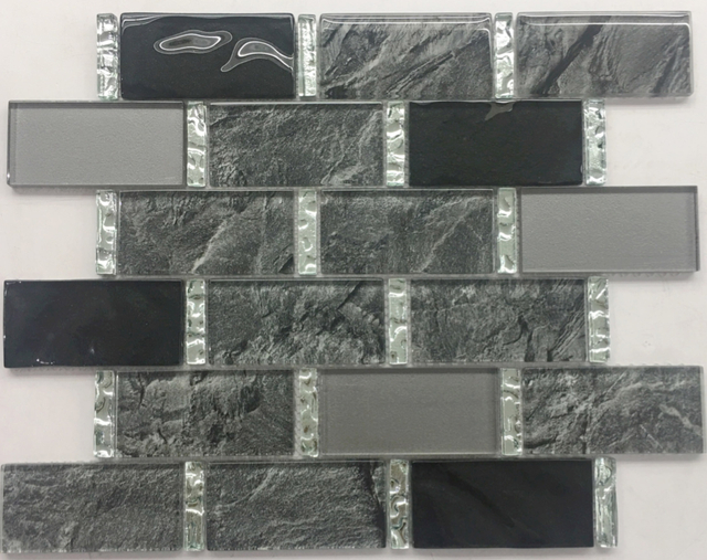 Rectangle Ink painting Grey Glass Mosaic