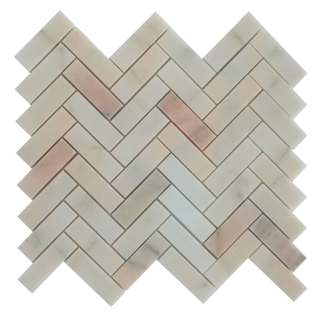 Brick Bond Matt Finish Portuguese Pink Marble Mosaic
