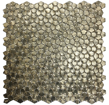 Hexagon Aluminum Mosaic Golden Mosaic Self adhesive metal Mosaic