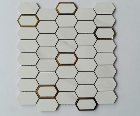 White hexagonal waterjet ceramic mosaic