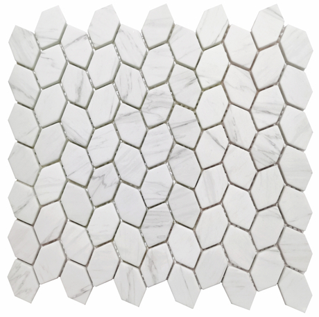 Bathroom White Hexagon Recycled Glass Mosaic