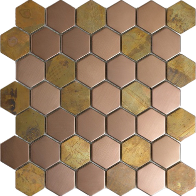 Metallic Irregular Copper Mosaic Tiles