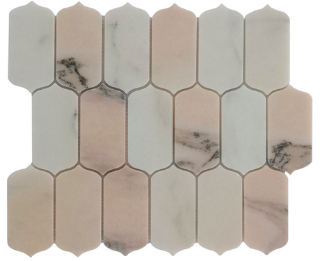 Hexagon Stone Portuguese Pink Marble Mosaic