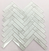 Herringbone Glossy Glass Mesh-Mounted Mosaic Tile
