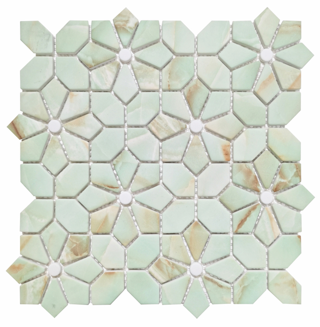 Spring Green Anti Slip Recycled Glass Mosaic Backsplash