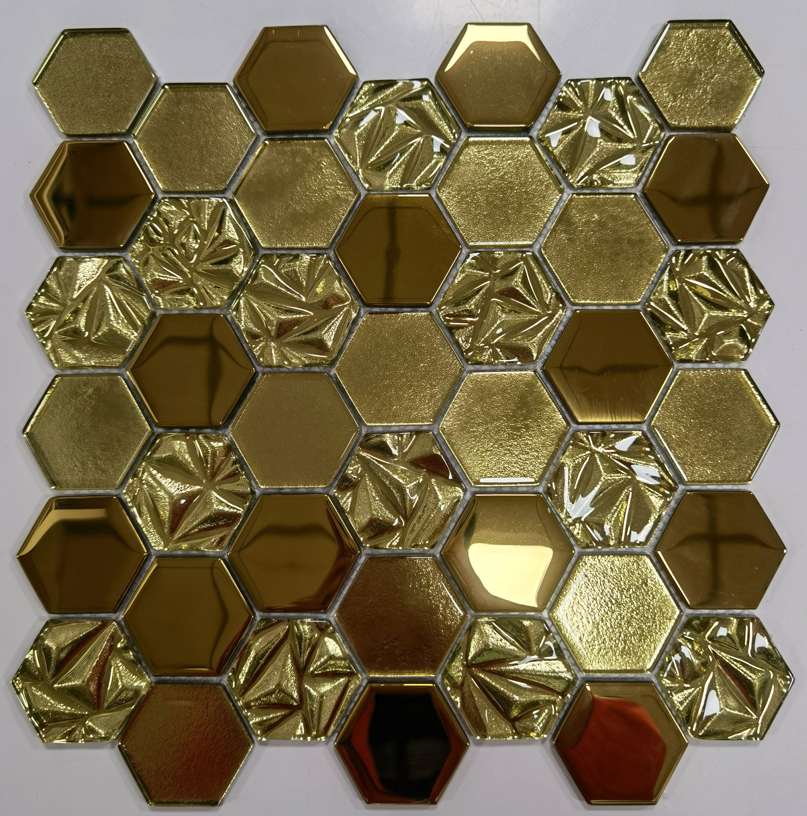 Cold Spray Glass Glossy Golden Square Mosaic