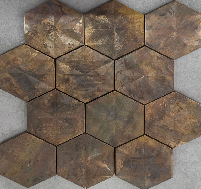 Square Golden Copper Mosaic for Art Design