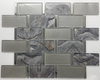 Rock Texture Grey Glass Mosaic Tile