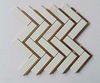 White Chevron ceramic mosaic gold stainless steel edge