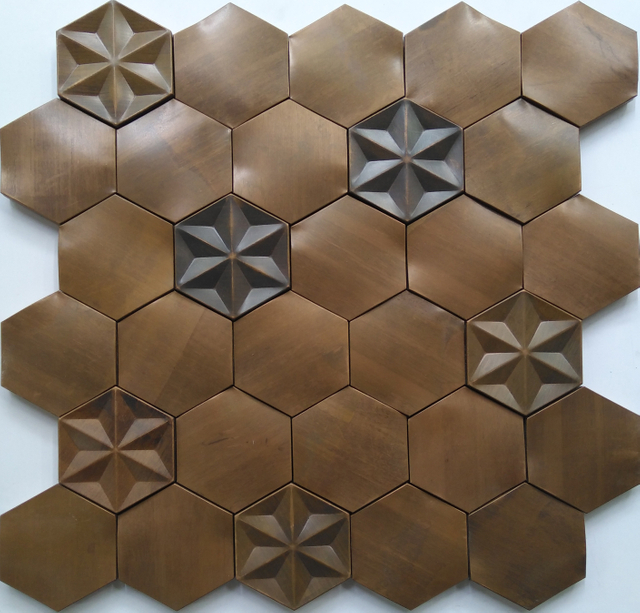 Rustic Golden Copper Mosaic for Backsplash